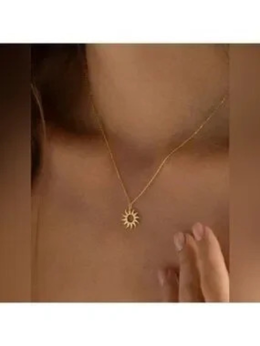 Gold Plated Stainless Steel Sun Charm Pendant Necklace